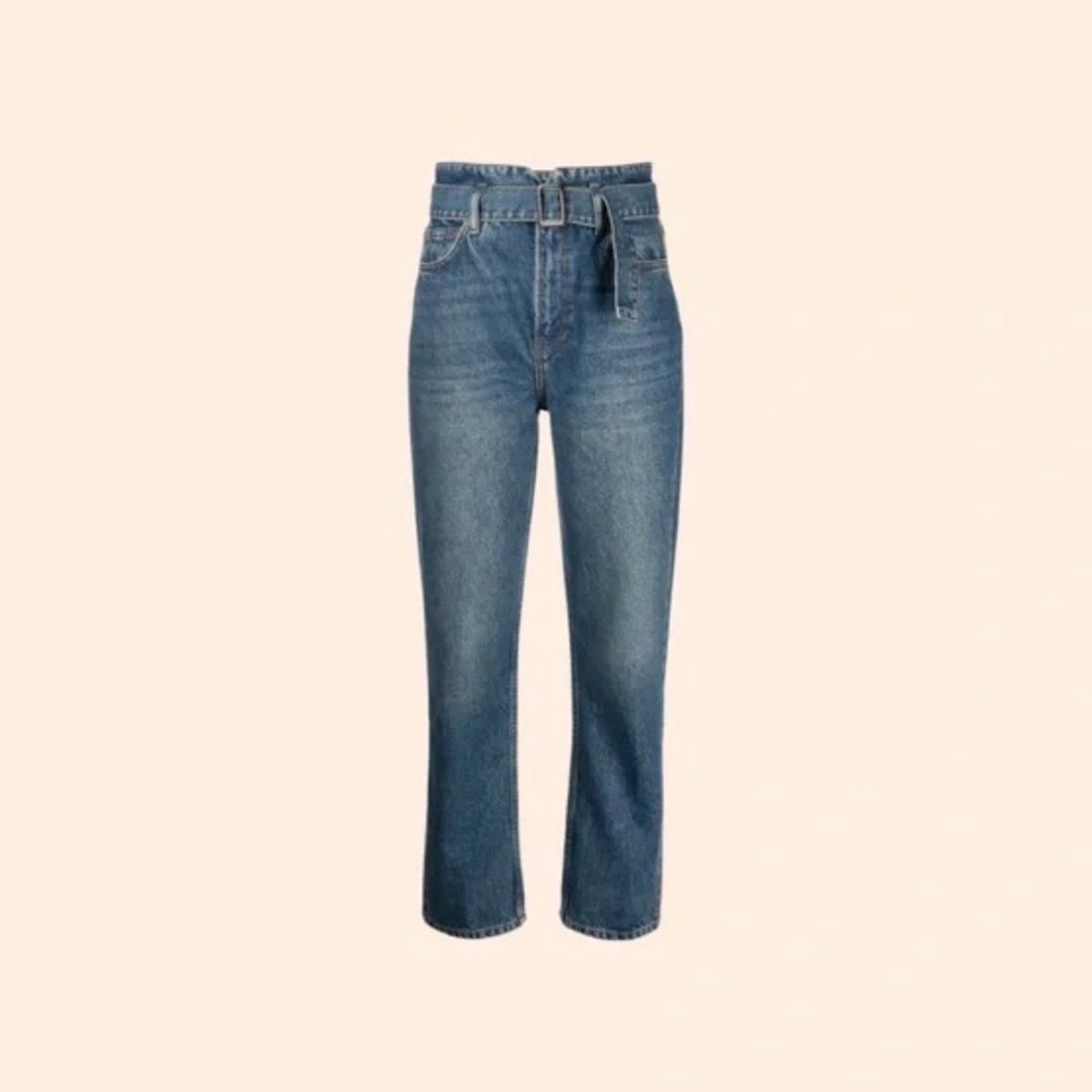 Reformation Cynthia Belted High Rise Straight Jeans